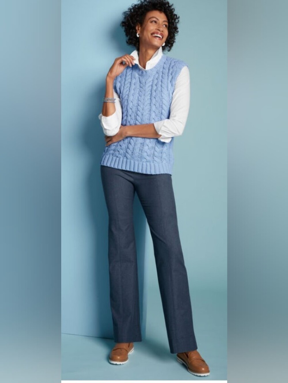 NWT Talbots Portland Trouser Denim Look Pant Wide Flare Leg Full Length Preppy